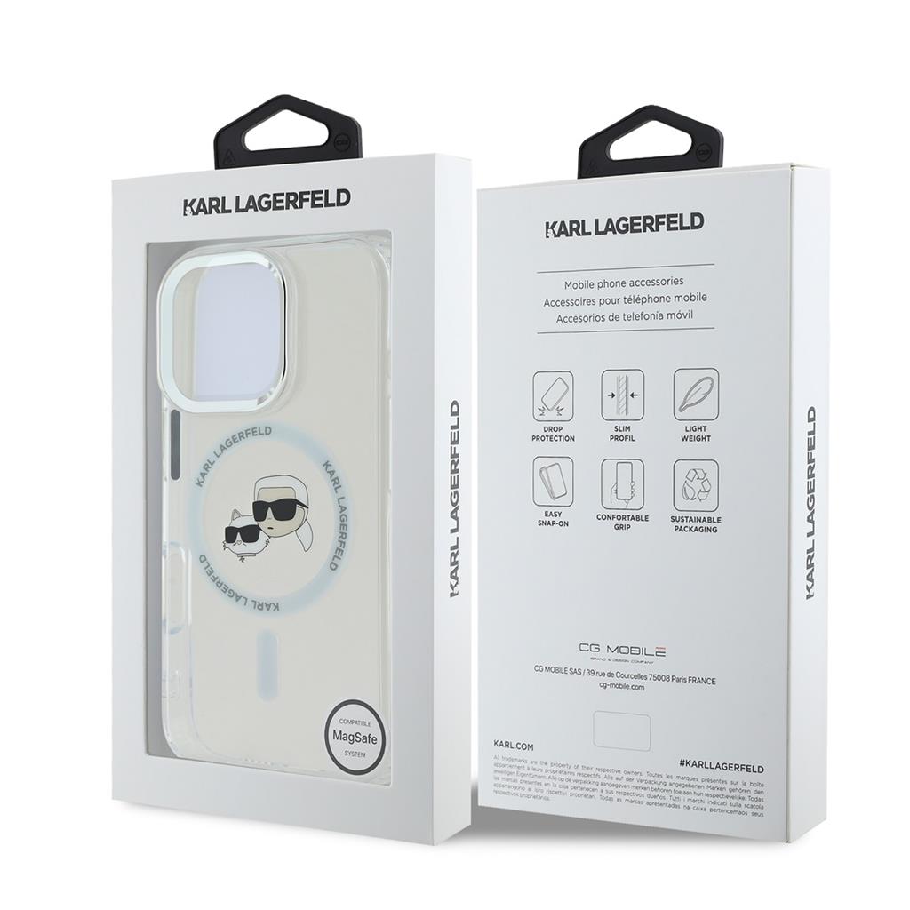 Apple iPhone 16 Pro Max Karl Lagerfeld IML K&CH Heads Metal Frame MagSafe tok (Átlátszó) - KLHMP16XHLSKCH
