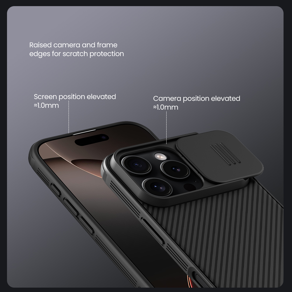 Apple iPhone 16 Pro Max Nillkin Camshield pro strapabíró hátlap tok (Fekete)