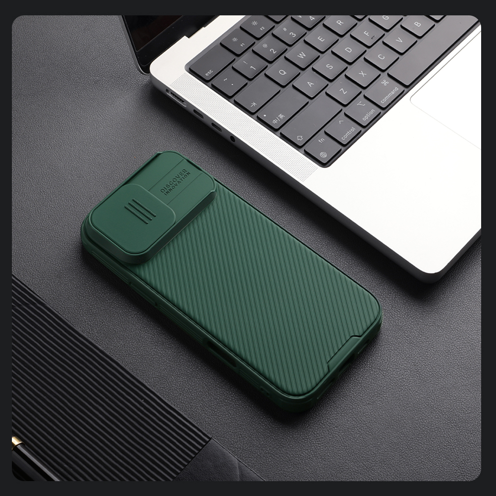 Apple iPhone 16 Pro Max Nillkin Camshield pro strapabíró hátlap tok (Fekete)