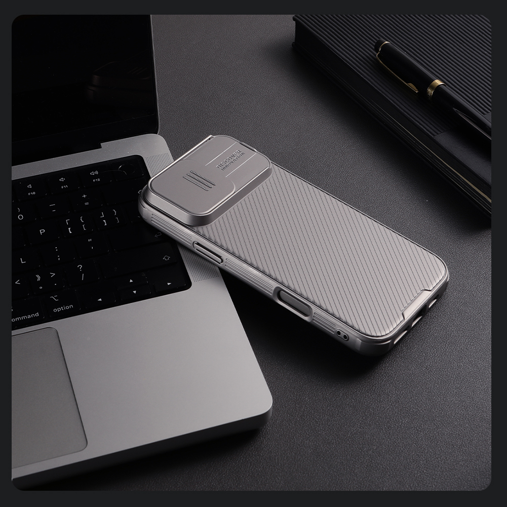 Apple iPhone 16 Pro Max Nillkin Camshield pro strapabíró hátlap tok (Fekete)