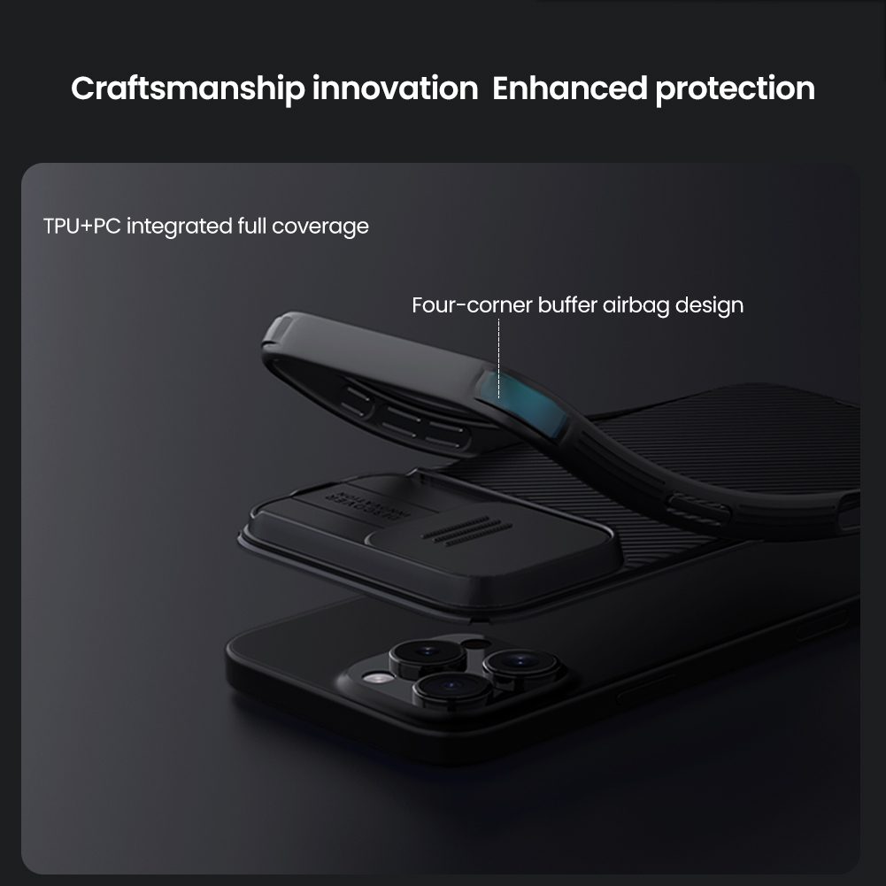 Apple iPhone 16 Pro Max Nillkin Camshield pro strapabíró hátlap tok (Fekete)