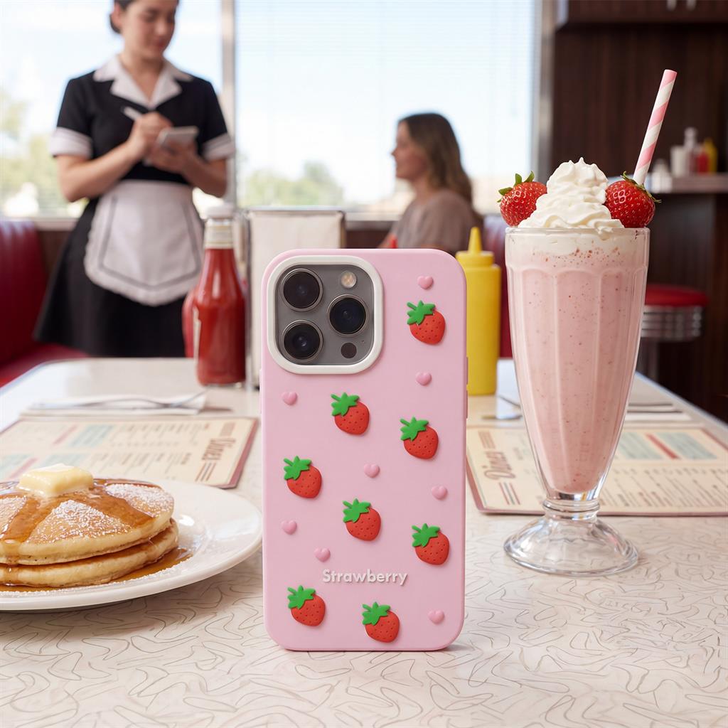 Apple iPhone 16 Pro Max Strawberry hátlap tok (Rózsaszín)