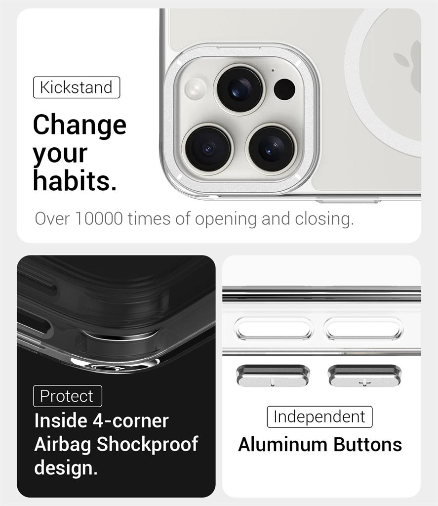 Apple iPhone 16 Pro Max TOKO Apex capsule magsafe hátlap tok (Ezüst)