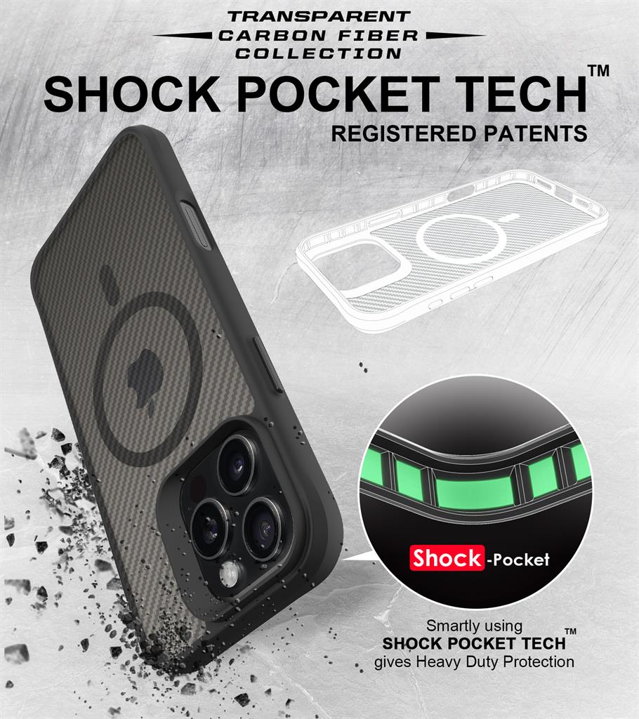 Apple iPhone 16 Pro Max TOKO Carbon fiber MagSafe hátlap tok (Fekete)