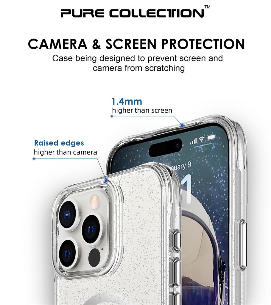 Apple iPhone 16 Pro Max TOKO Pure Glitter MagSafe hátlap tok (Ezüst)