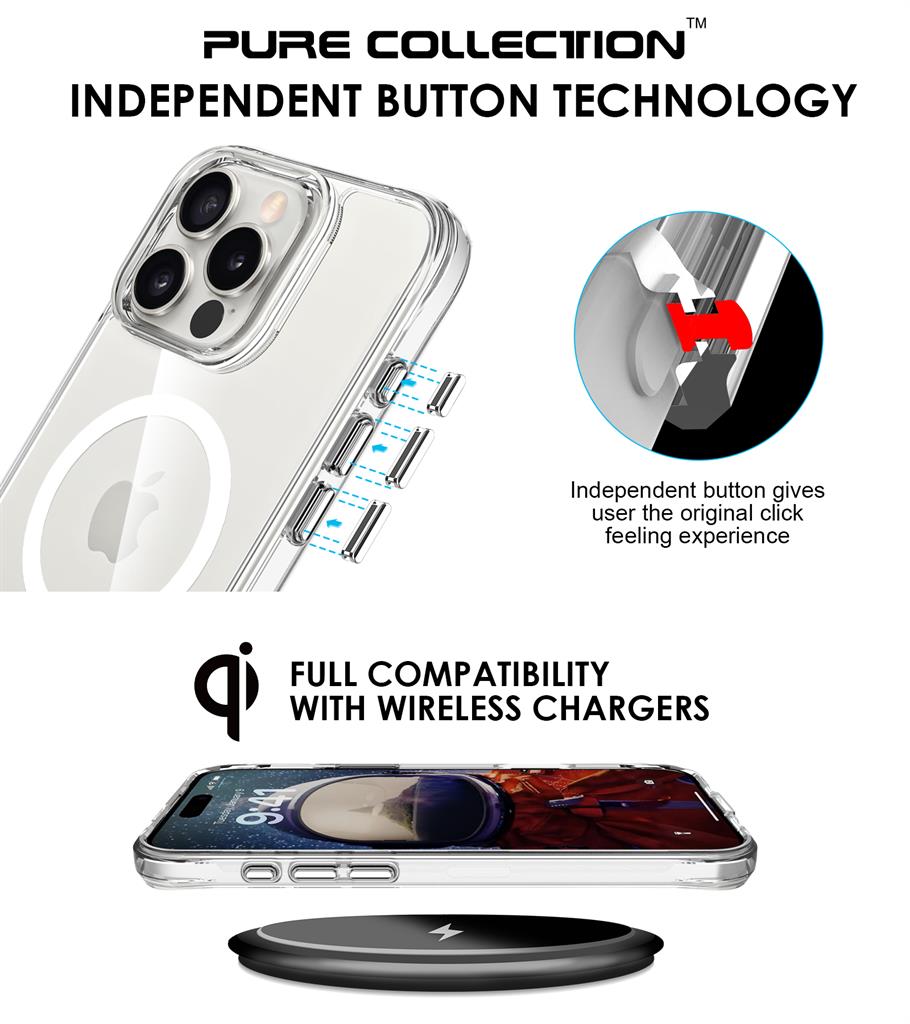 Apple iPhone 16 Pro Max TOKO Pure MagSafe hátlap tok (Átlátszó)