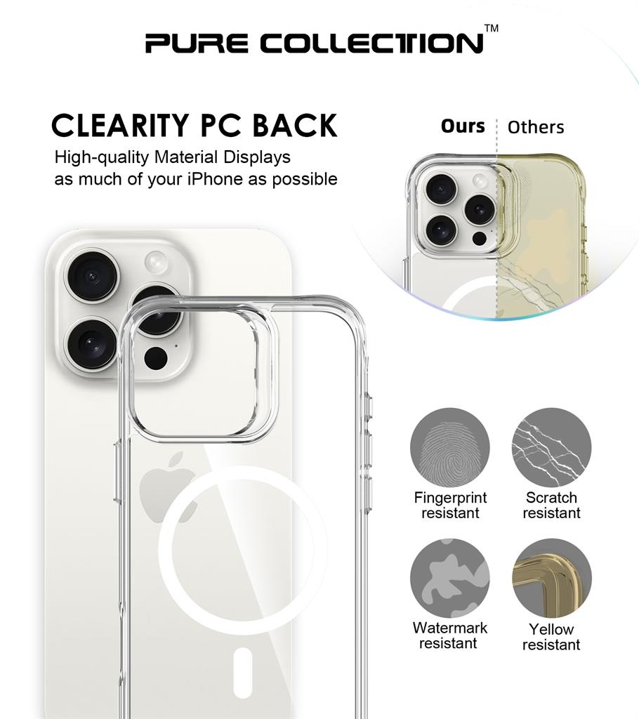 Apple iPhone 16 Pro Max TOKO Pure MagSafe hátlap tok (Átlátszó)