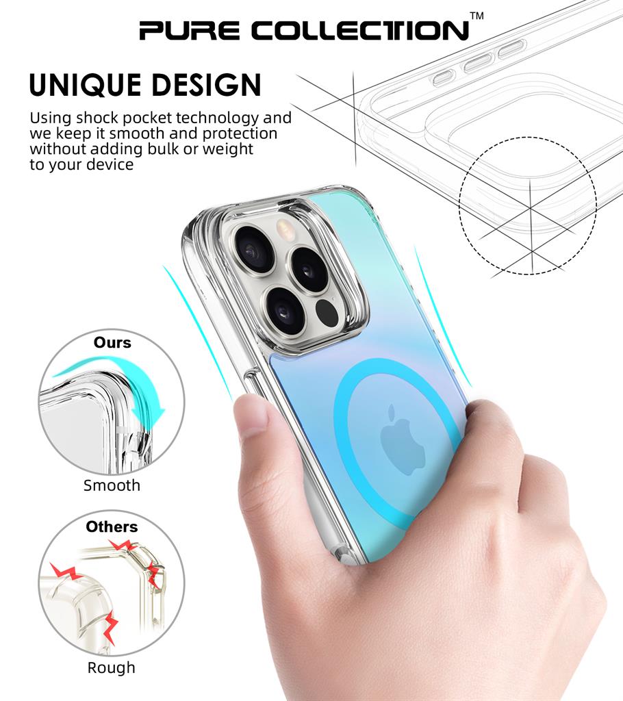 Apple iPhone 16 Pro Max TOKO Pure rainbow magsafe hátlap tok (Kék)
