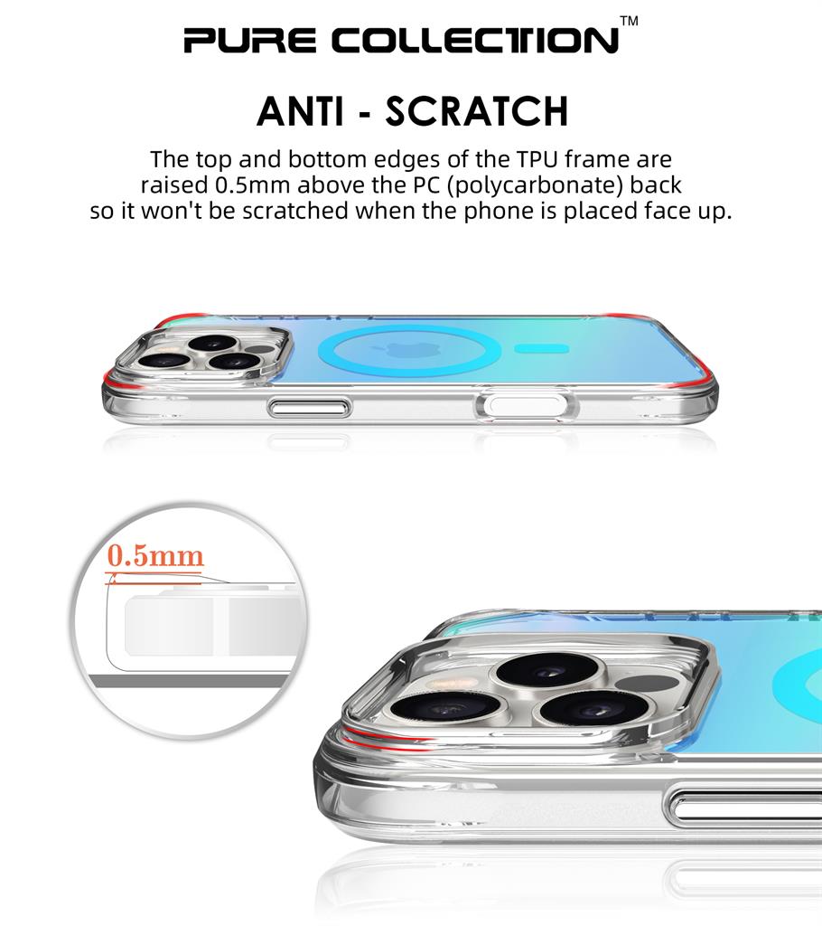 Apple iPhone 16 Pro Max TOKO Pure rainbow magsafe hátlap tok (Kék)