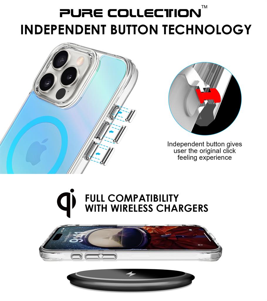 Apple iPhone 16 Pro Max TOKO Pure rainbow magsafe hátlap tok (Kék)