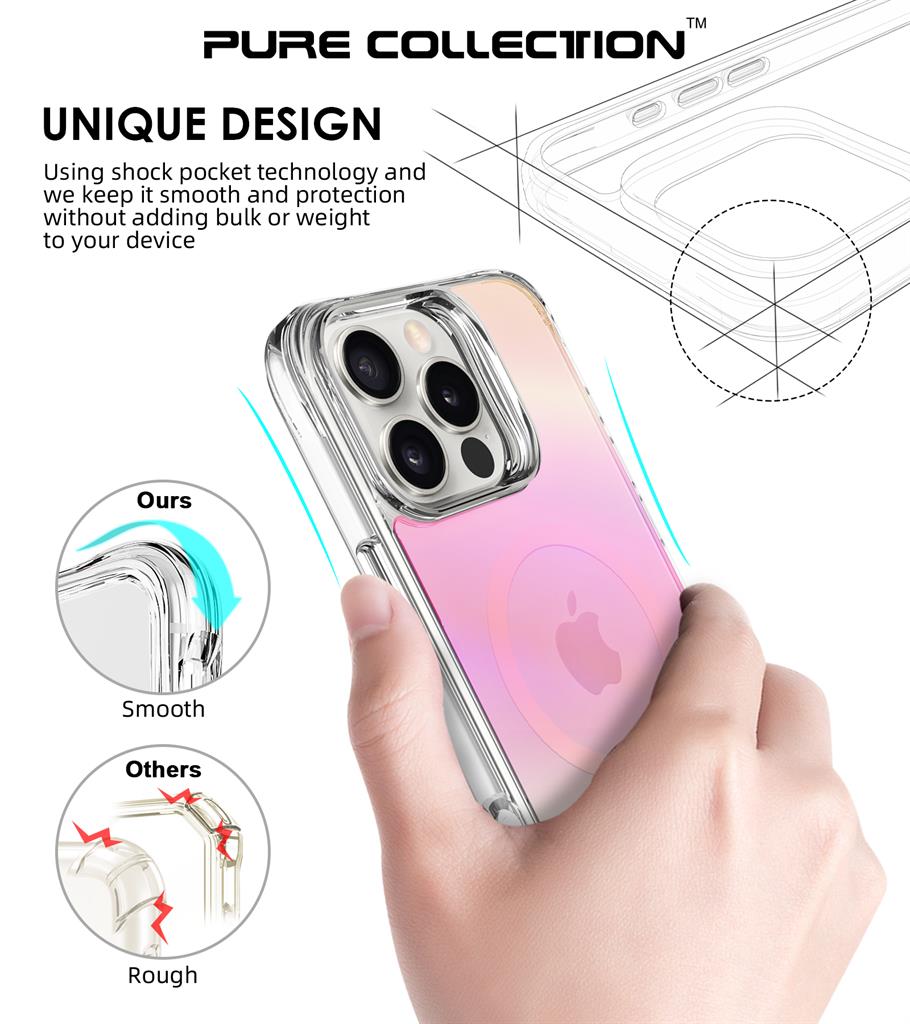 Apple iPhone 16 Pro Max TOKO Pure rainbow magsafe hátlap tok (Rózsaszín)