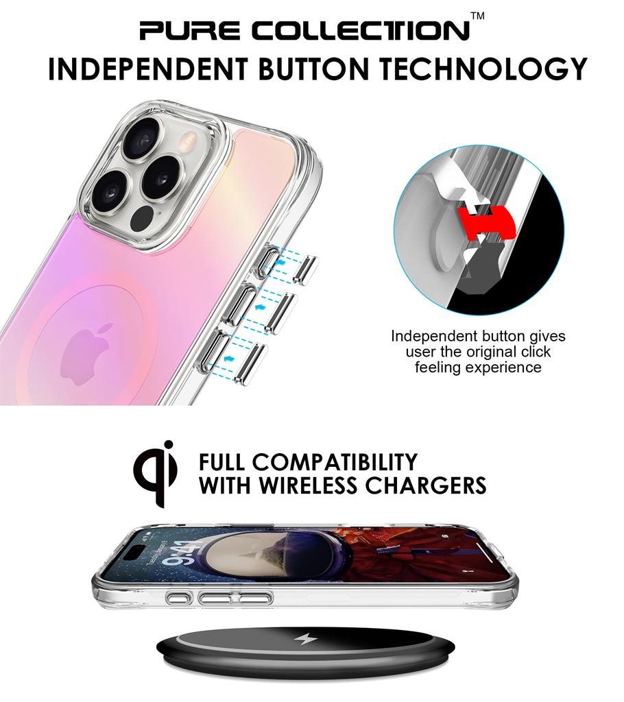 Apple iPhone 16 Pro Max TOKO Pure rainbow magsafe hátlap tok (Rózsaszín)