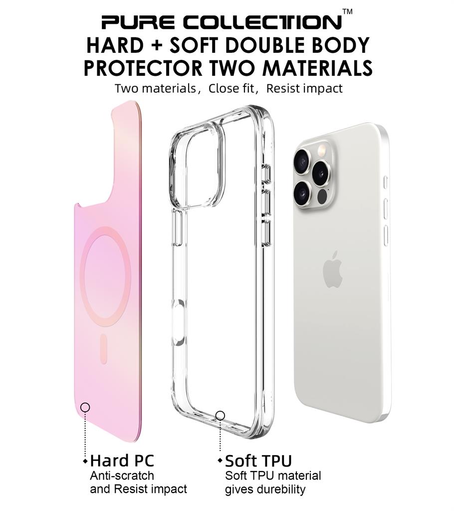 Apple iPhone 16 Pro Max TOKO Pure rainbow magsafe hátlap tok (Rózsaszín)