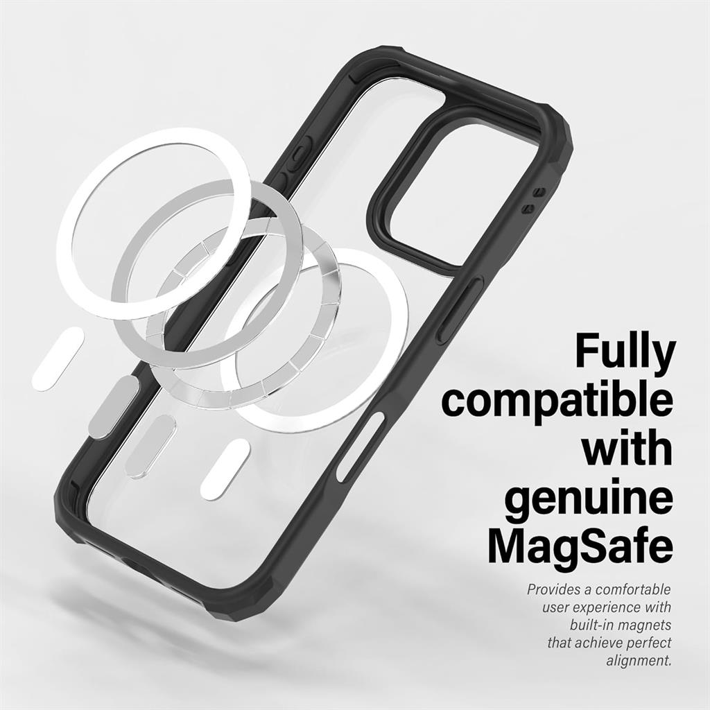 Apple iPhone 16 Pro MOLAN CANO HN7 Magsafe strapabíró hátlap tok (Fekete)