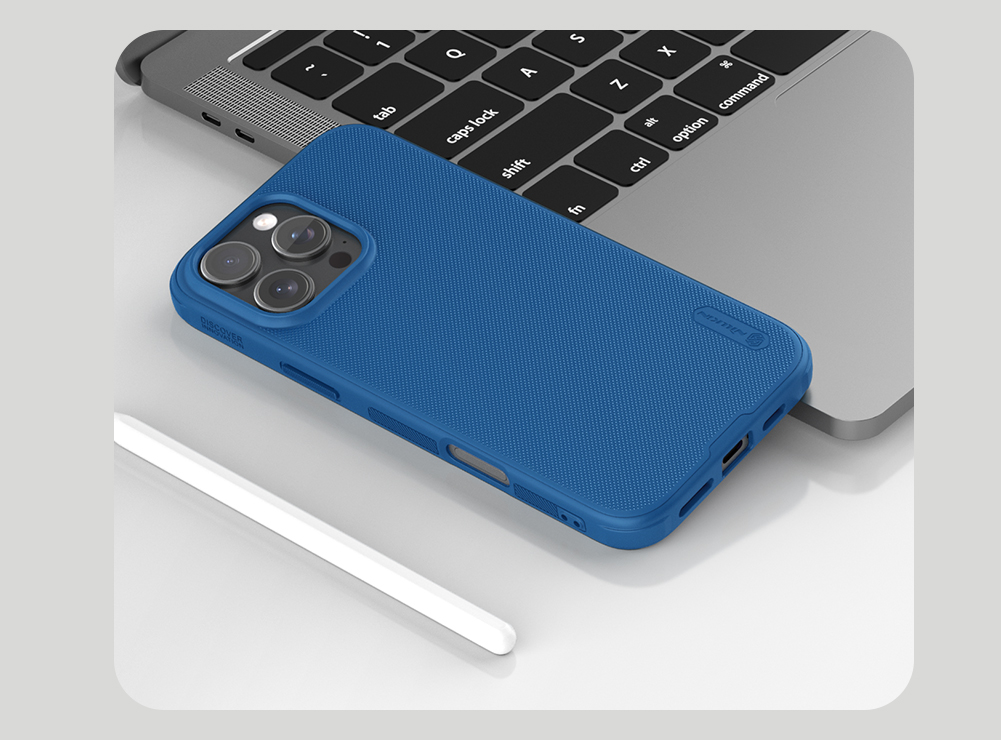 Apple iPhone 16 Pro Nillkin Super frosted shield pro magsafe strapabíró hátlap tok (Kék)