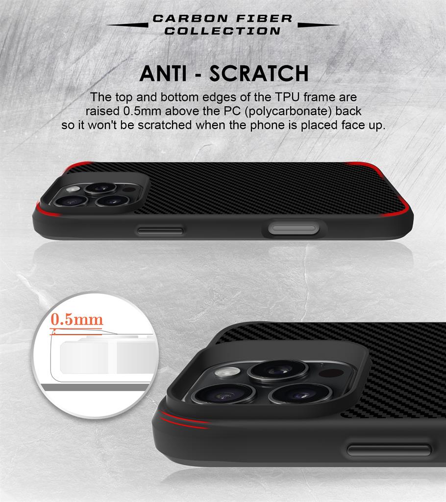Apple iPhone 16 Pro TOKO Carbon fiber hátlap tok (Fekete)