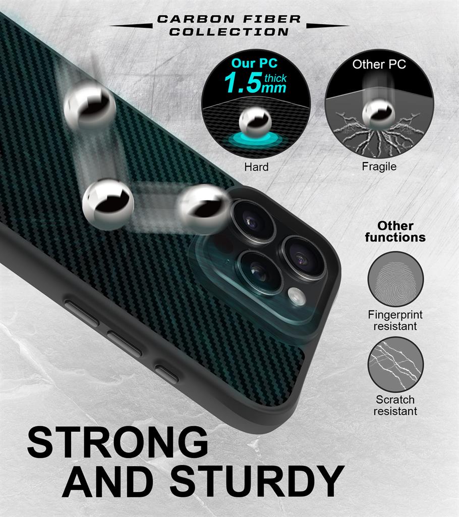 Apple iPhone 16 Pro TOKO Carbon fiber hátlap tok (Fekete)