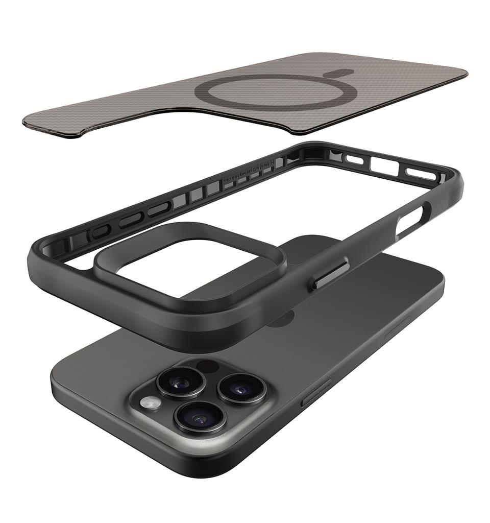 Apple iPhone 16 Pro TOKO Carbon fiber MagSafe hátlap tok (Fekete)