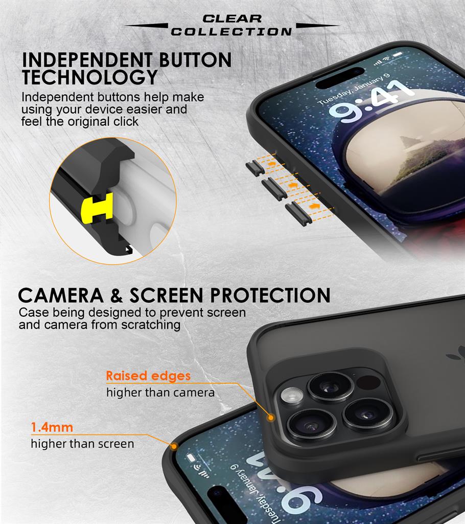 Apple iPhone 16 Pro TOKO Combat X mode Frost hátlap tok (Fekete)