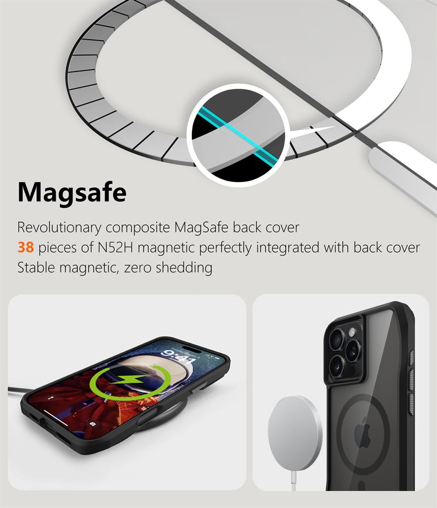 Apple iPhone 16 Pro TOKO Octagon magsafe hátlap tok (Fekete)