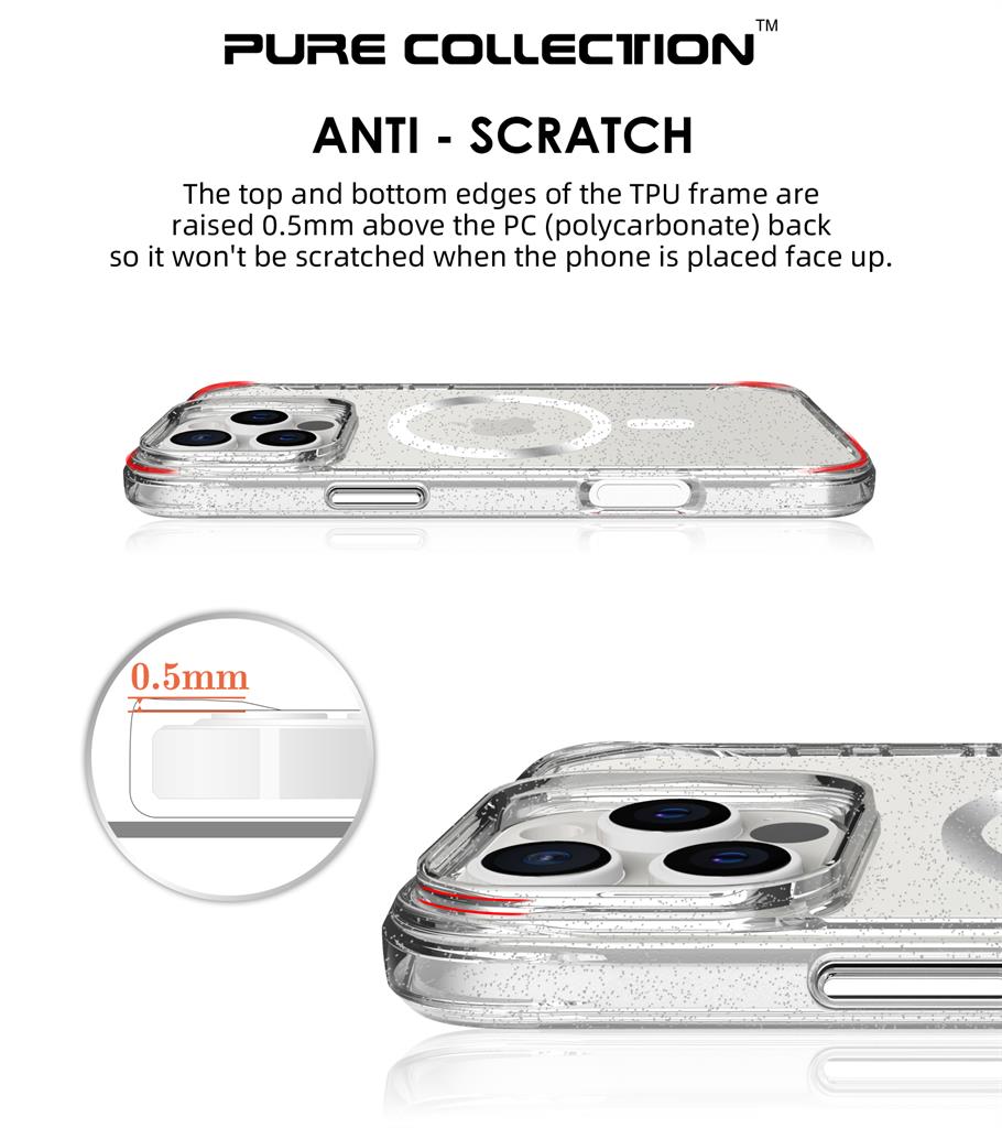 Apple iPhone 16 Pro TOKO Pure Glitter MagSafe hátlap tok (Ezüst)