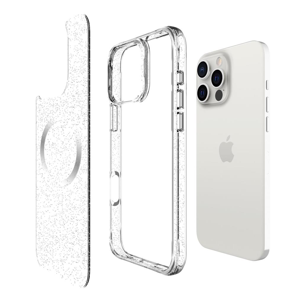 Apple iPhone 16 Pro TOKO Pure Glitter MagSafe hátlap tok (Ezüst)
