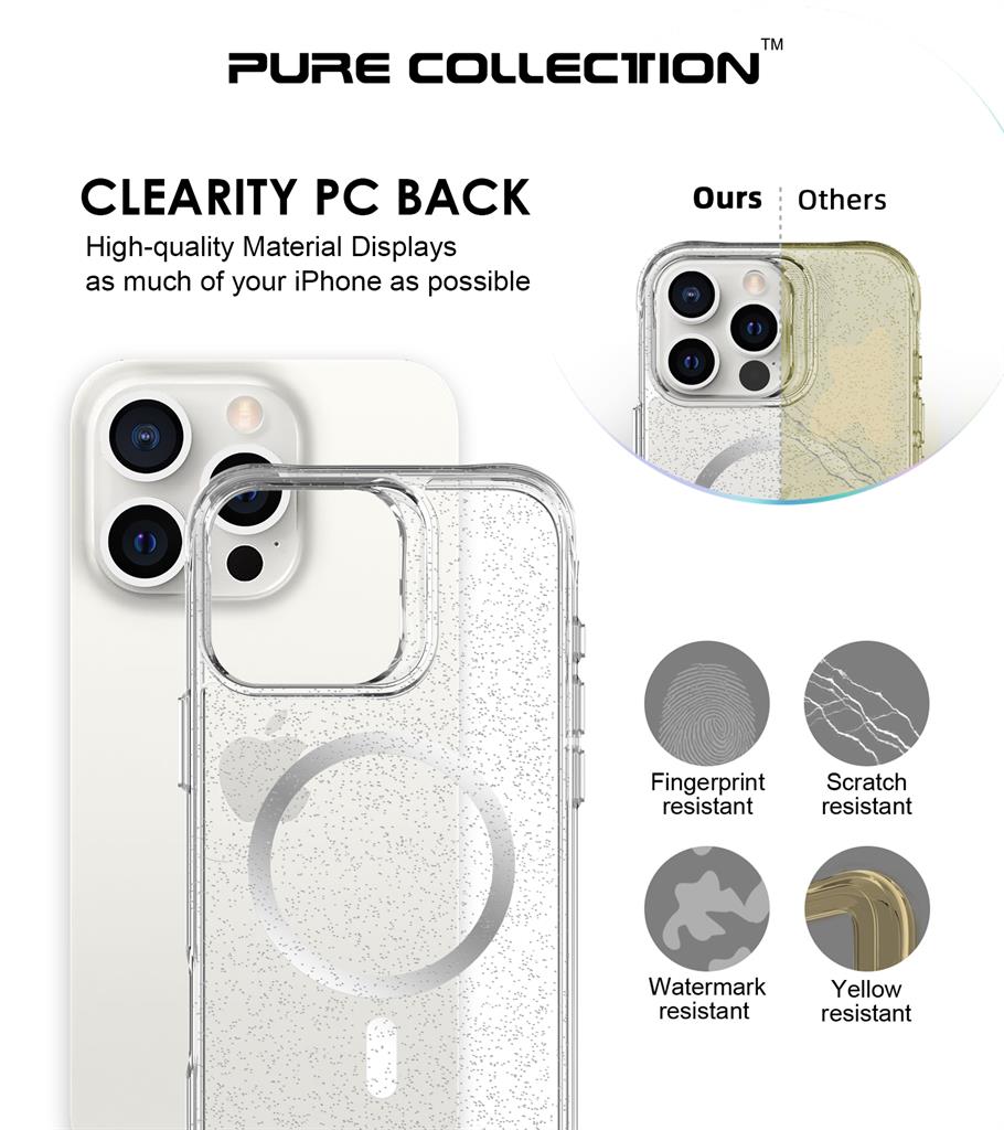 Apple iPhone 16 Pro TOKO Pure Glitter MagSafe hátlap tok (Ezüst)