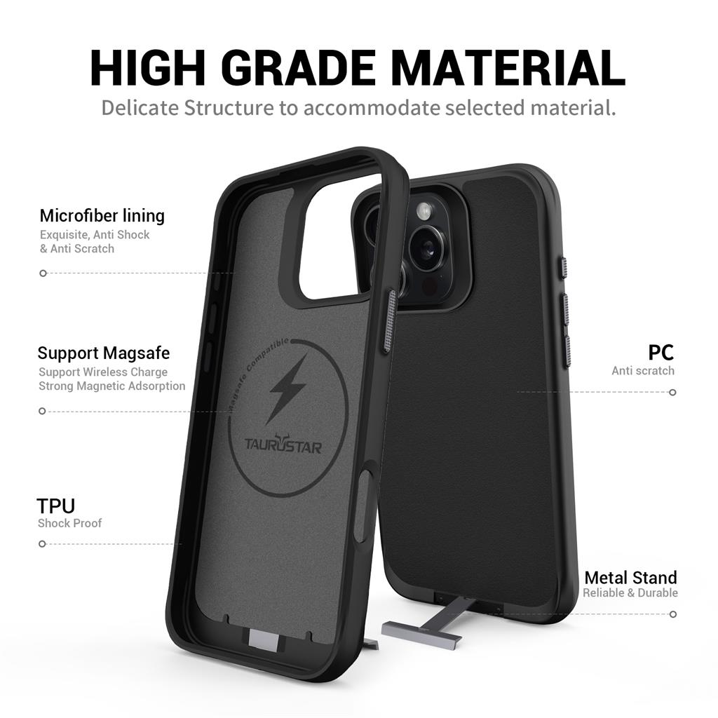 Apple iPhone 16 Pro TOKO Taurustar magsafe hátlap tok (Fekete)