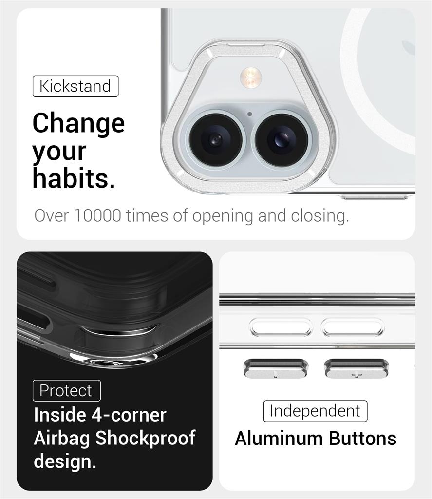 Apple iPhone 16 TOKO Apex capsule magsafe hátlap tok (Ezüst)