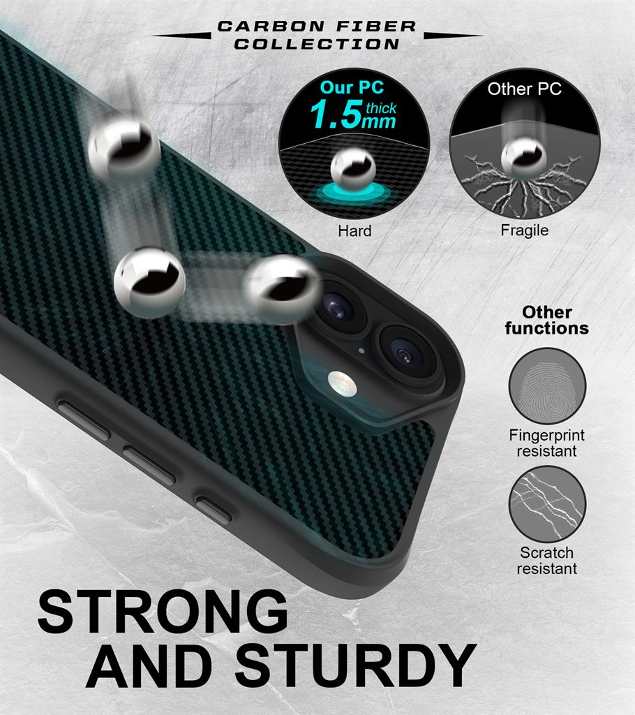 Apple iPhone 16 TOKO Carbon fiber hátlap tok (Fekete)