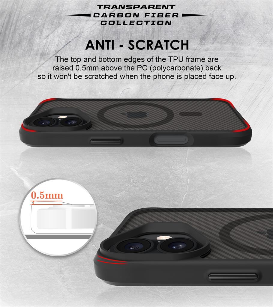 Apple iPhone 16 TOKO Carbon fiber MagSafe hátlap tok (Fekete)
