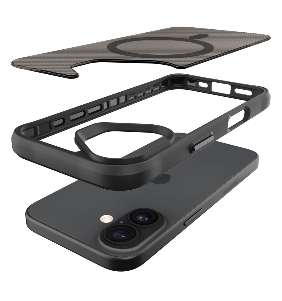 Apple iPhone 16 TOKO Carbon fiber MagSafe hátlap tok (Fekete)