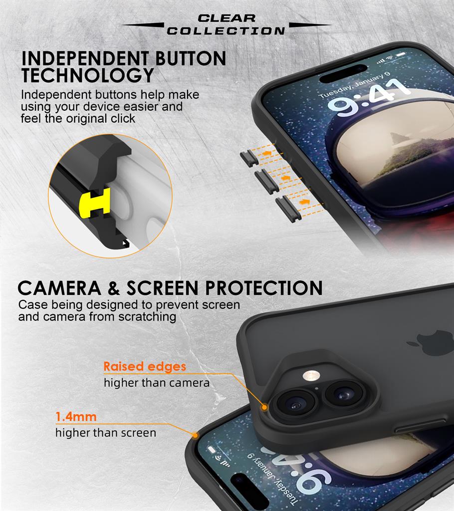 Apple iPhone 16 TOKO Combat X mode Frost hátlap tok (Fekete)
