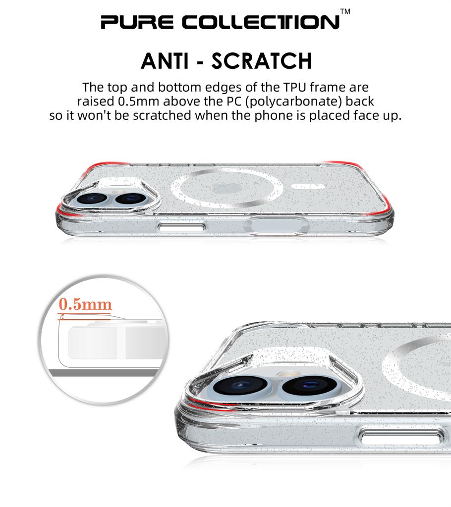Apple iPhone 16 TOKO Pure Glitter MagSafe hátlap tok (Ezüst)