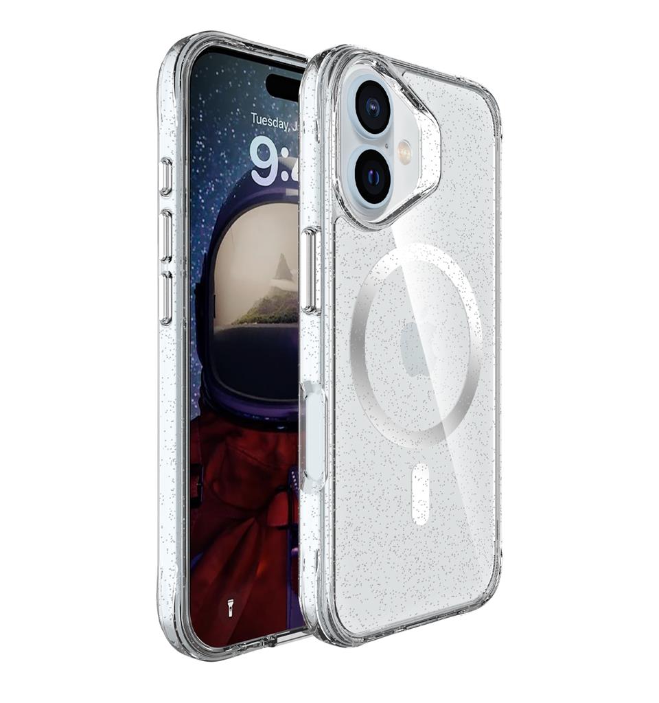 Apple iPhone 16 TOKO Pure Glitter MagSafe hátlap tok (Ezüst)
