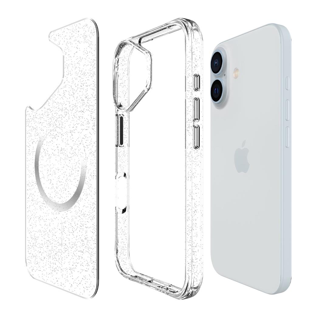 Apple iPhone 16 TOKO Pure Glitter MagSafe hátlap tok (Ezüst)
