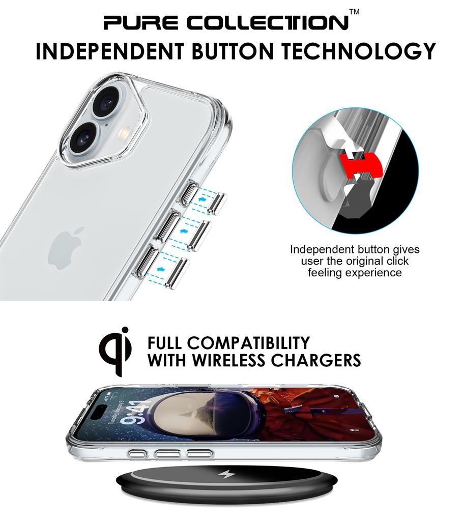 Apple iPhone 16 TOKO Pure hátlap tok (Átlátszó)