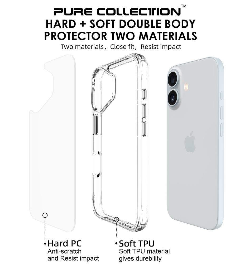 Apple iPhone 16 TOKO Pure hátlap tok (Átlátszó)