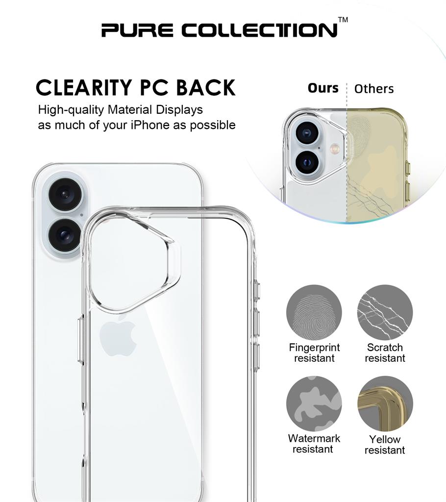 Apple iPhone 16 TOKO Pure hátlap tok (Átlátszó)