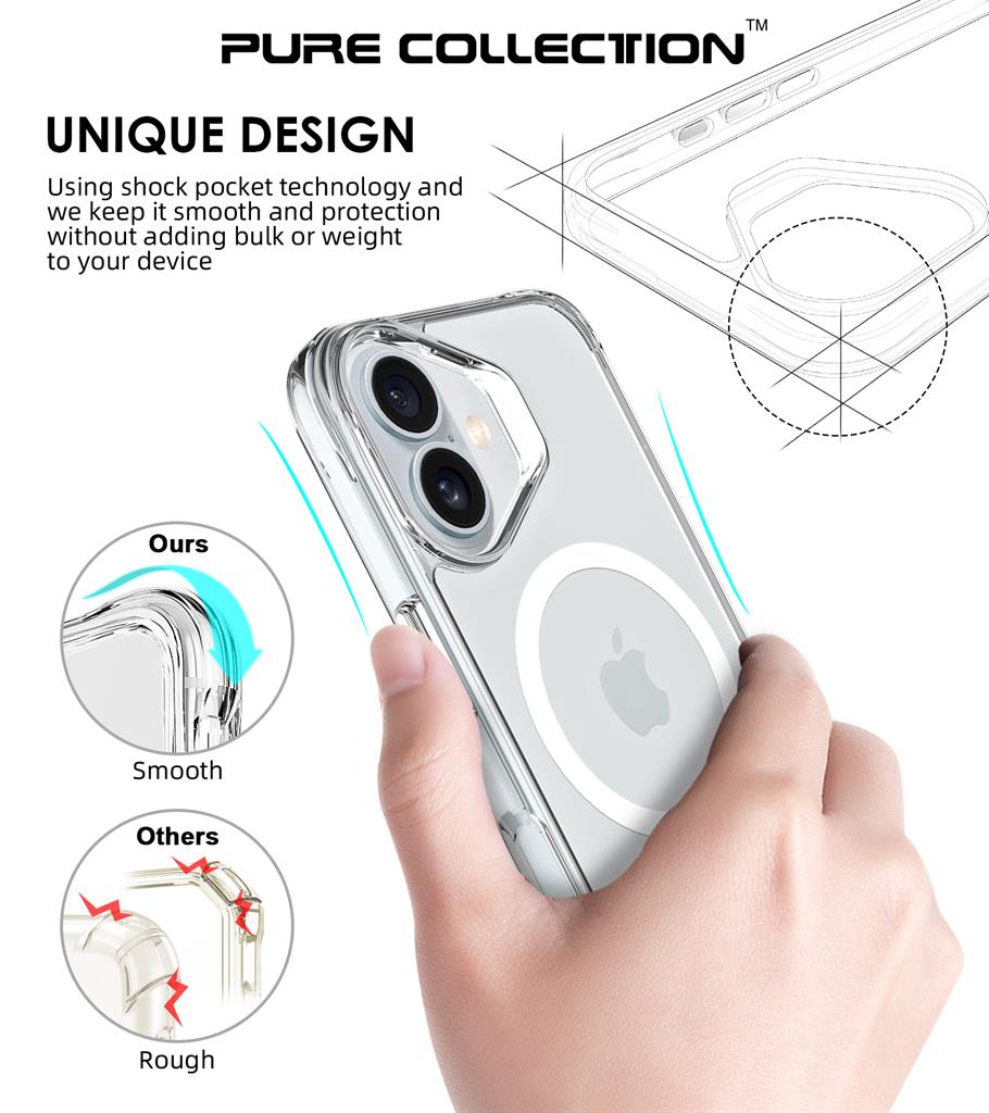 Apple iPhone 16 TOKO Pure MagSafe hátlap tok (Átlátszó)