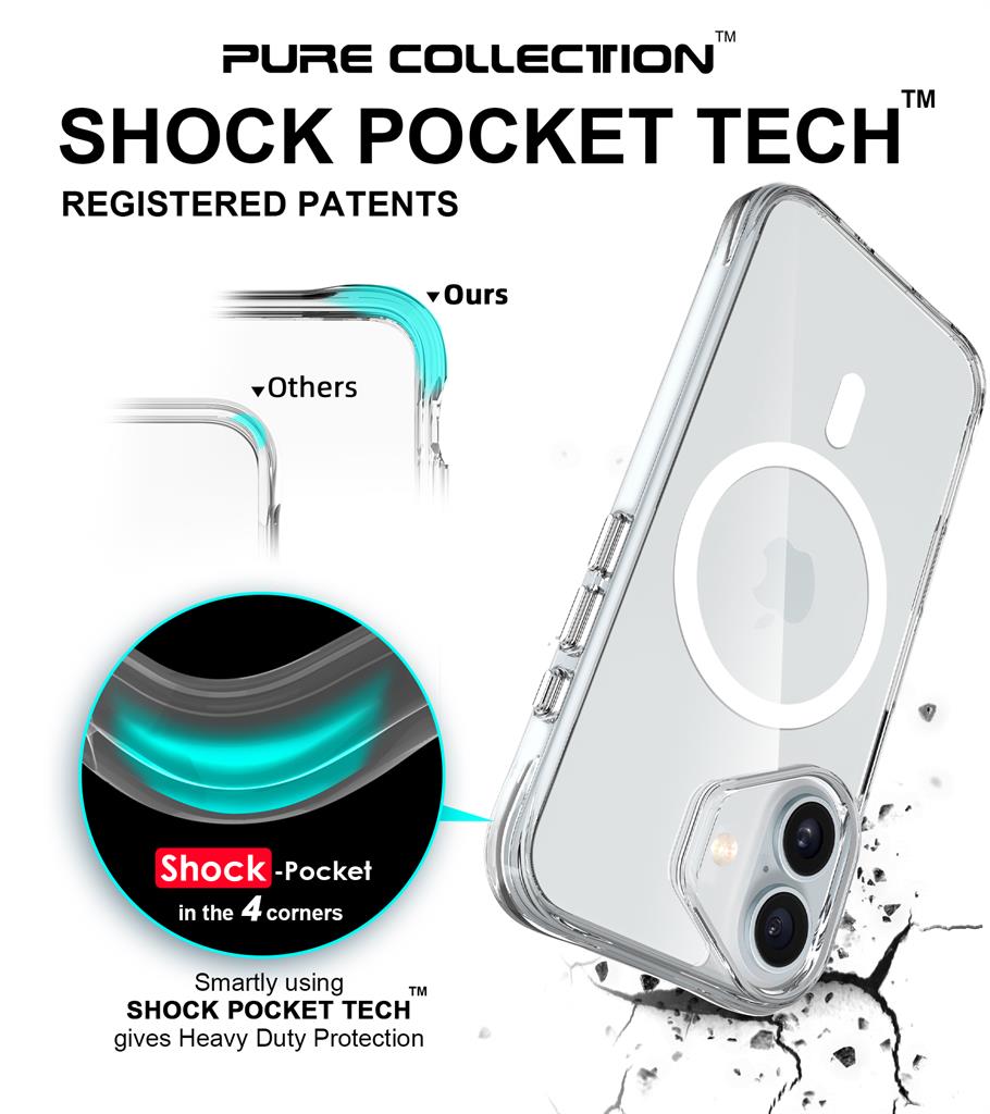 Apple iPhone 16 TOKO Pure MagSafe hátlap tok (Átlátszó)