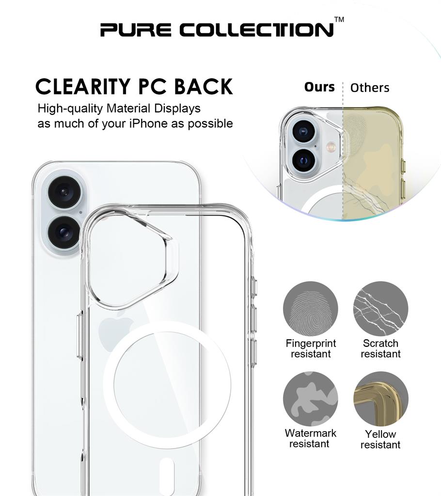 Apple iPhone 16 TOKO Pure MagSafe hátlap tok (Átlátszó)