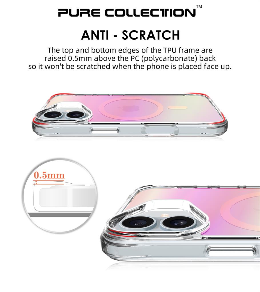 Apple iPhone 16 TOKO Pure rainbow magsafe hátlap tok (Rózsaszín)
