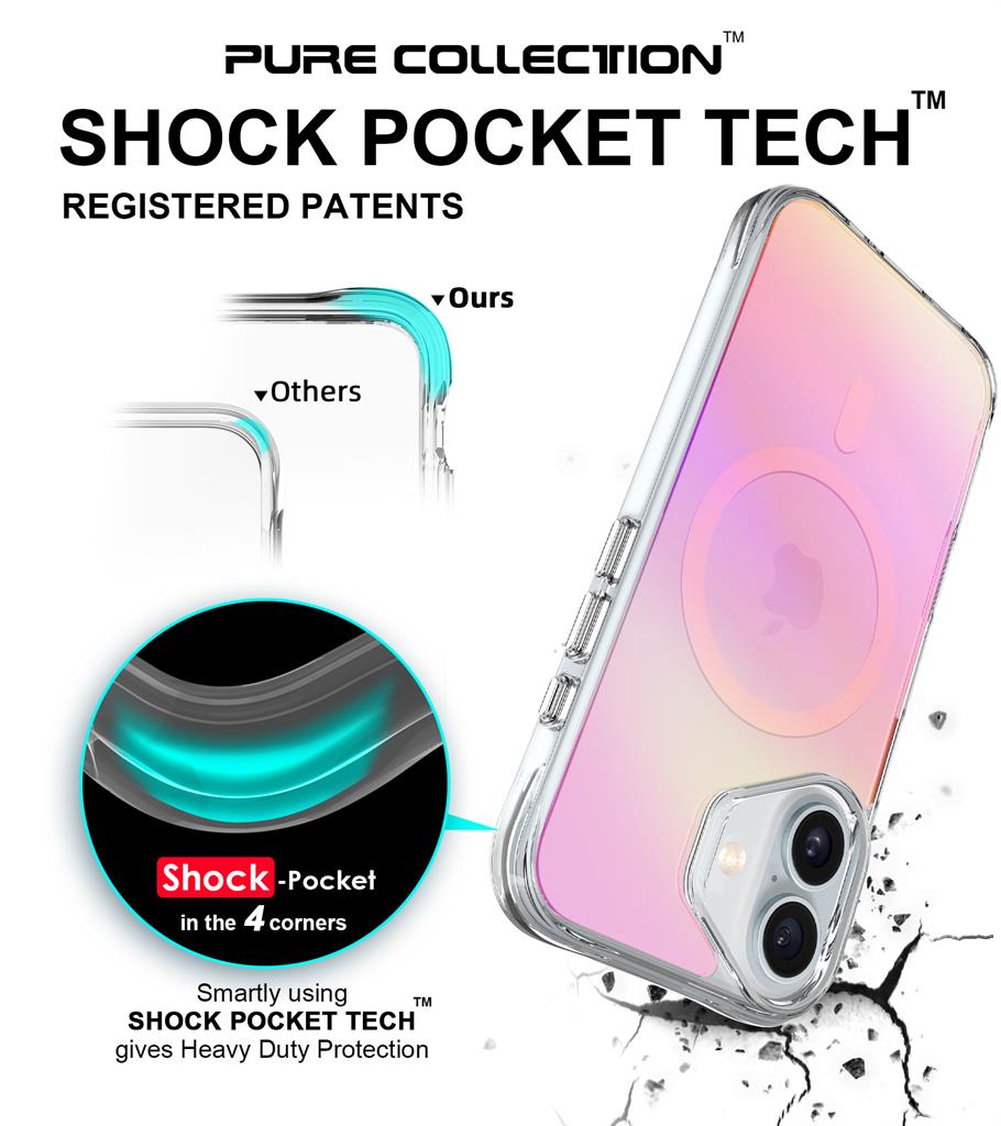 Apple iPhone 16 TOKO Pure rainbow magsafe hátlap tok (Rózsaszín)