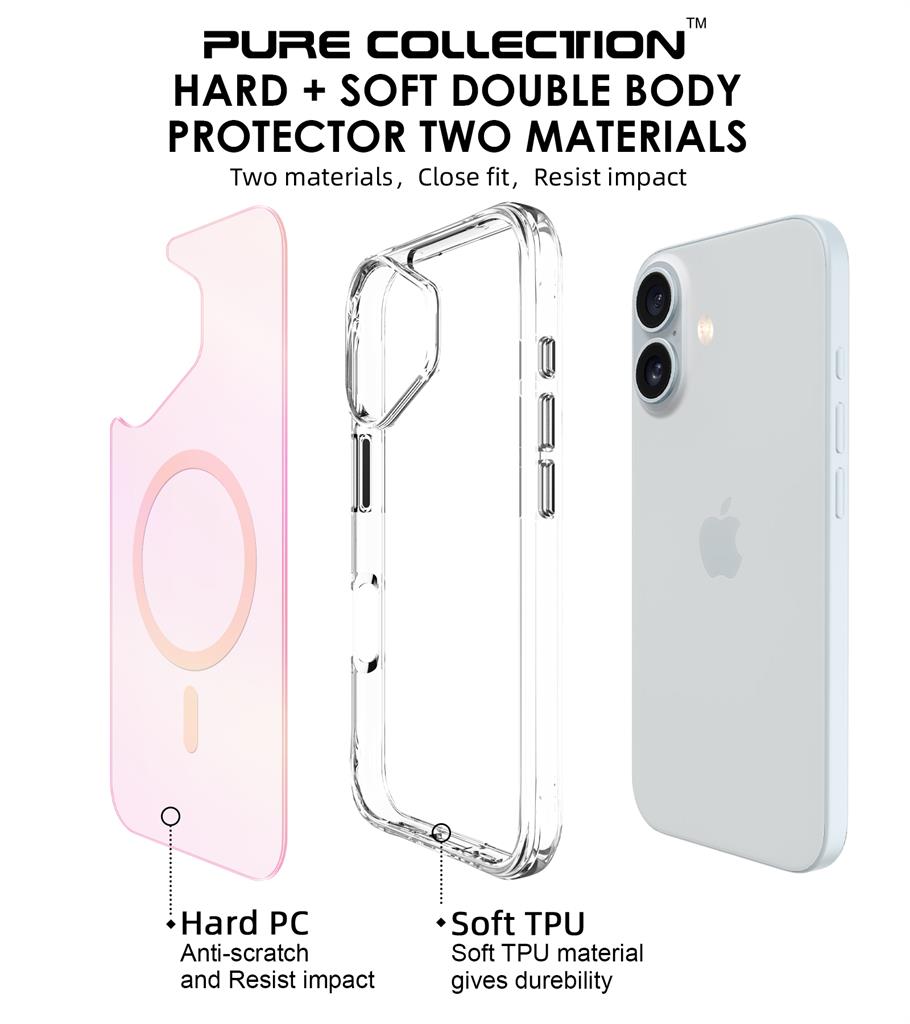 Apple iPhone 16 TOKO Pure rainbow magsafe hátlap tok (Rózsaszín)