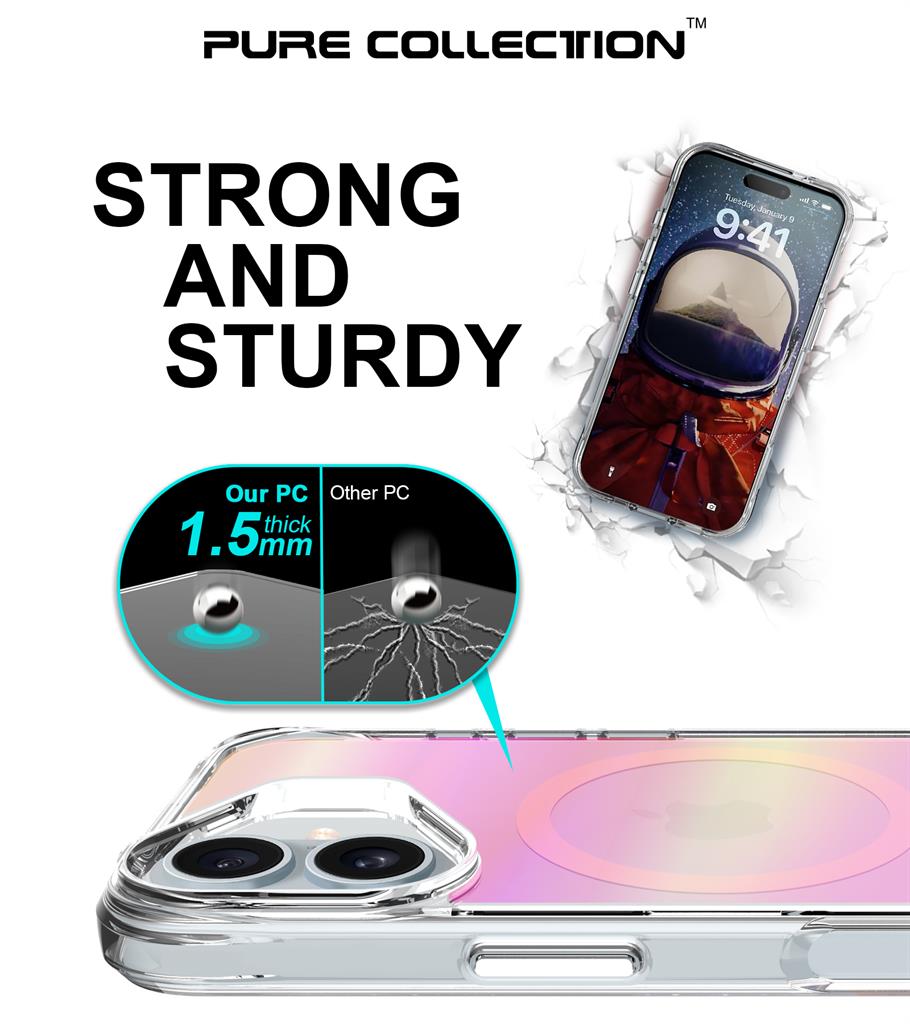 Apple iPhone 16 TOKO Pure rainbow magsafe hátlap tok (Rózsaszín)