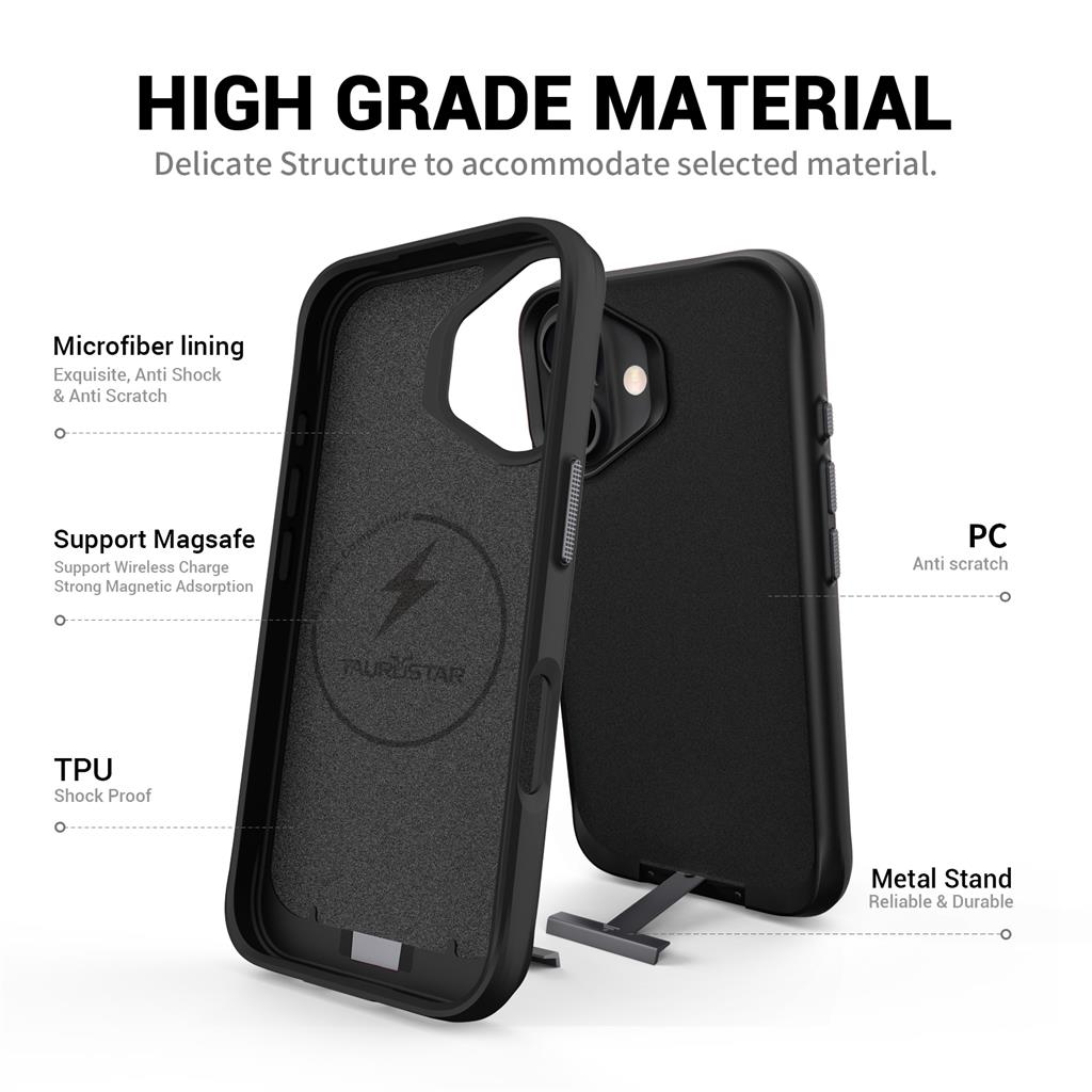 Apple iPhone 16 TOKO Taurustar magsafe hátlap tok (Fekete)
