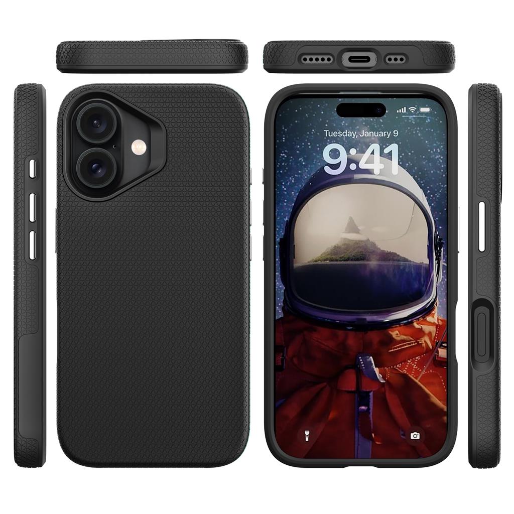 Apple iPhone 16 TOKO Triangle hátlap tok (Fekete)