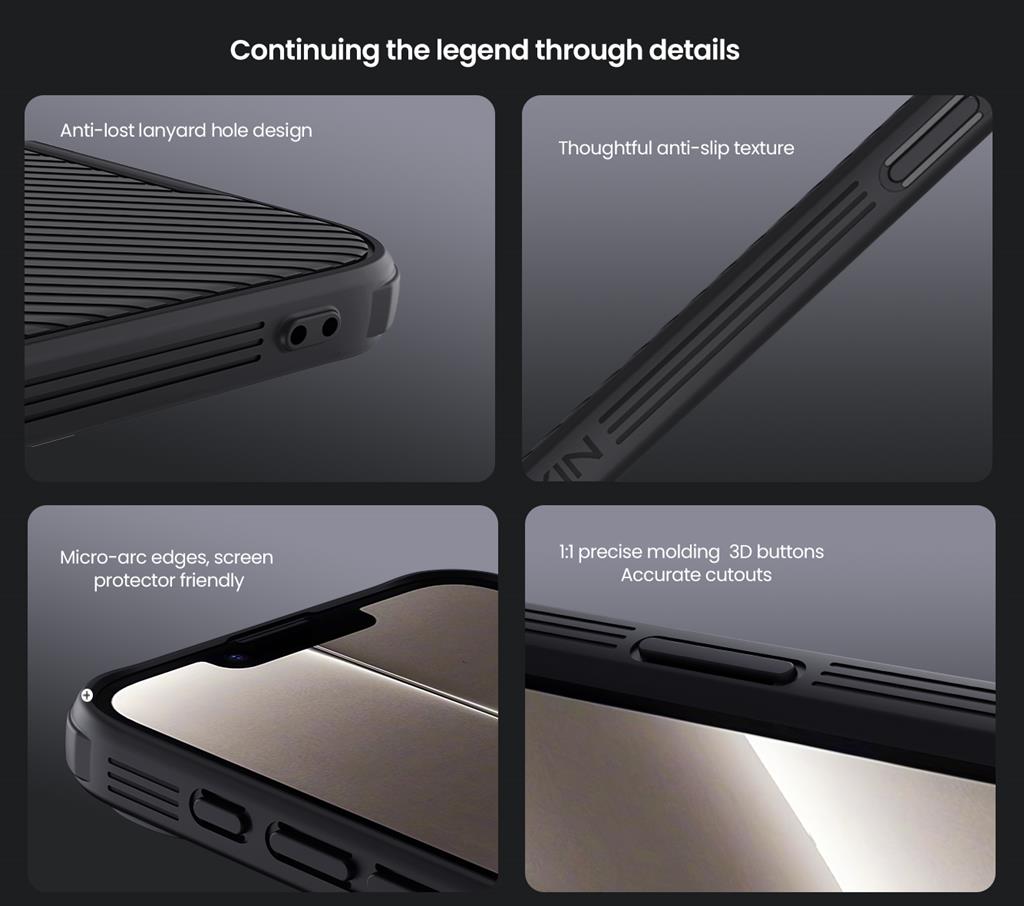 Apple iPhone 16e Nillkin camshield armor hátlap tok (Fekete)