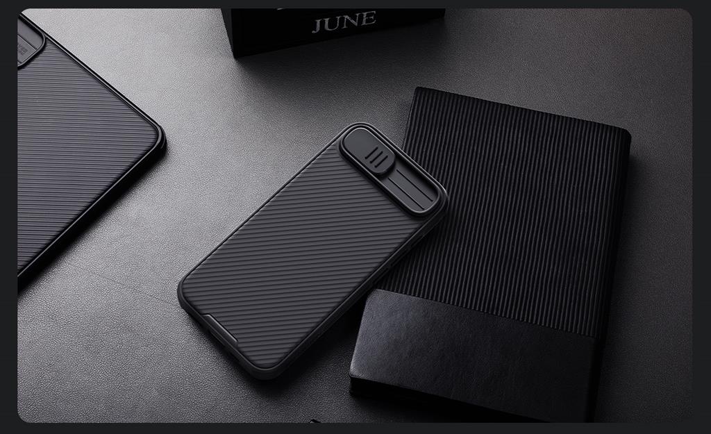 Apple iPhone 16e Nillkin camshield armor hátlap tok (Fekete)